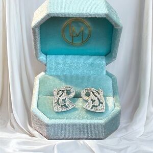 Vintage Emmons Diamond Clip On Earrings